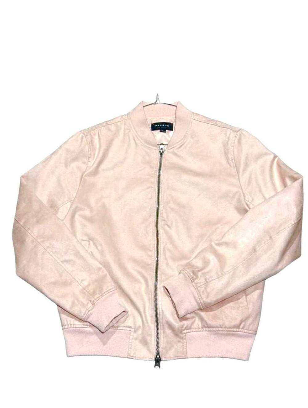 PacSun Pink Faux Suede Bomber Jacket Men's L Full Zip Minimalist Streetwear